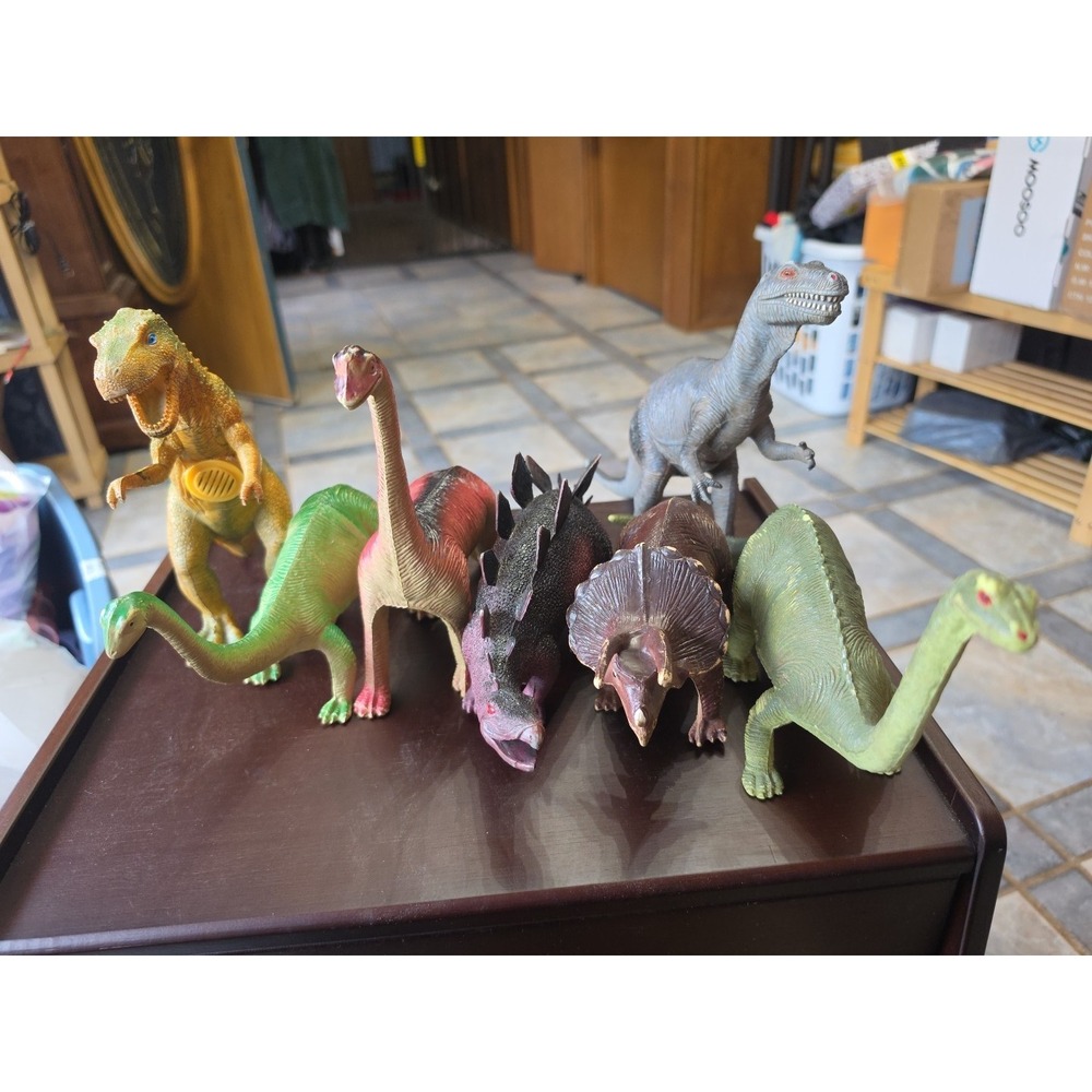 Vtg Dinosaur Toy Lot Set of 7 - Assorted Figures for Kids & Collectors